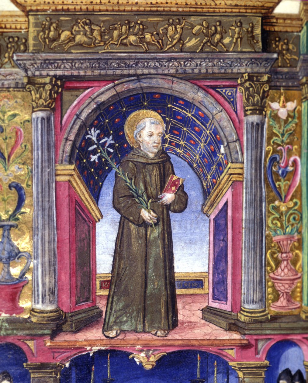 Heiliger Antonius von Padua (san antonio di padova). Manuskript des 15. Jahrhunderts. Biblioteca nazionale Braidense. Mailand von Unknown artist