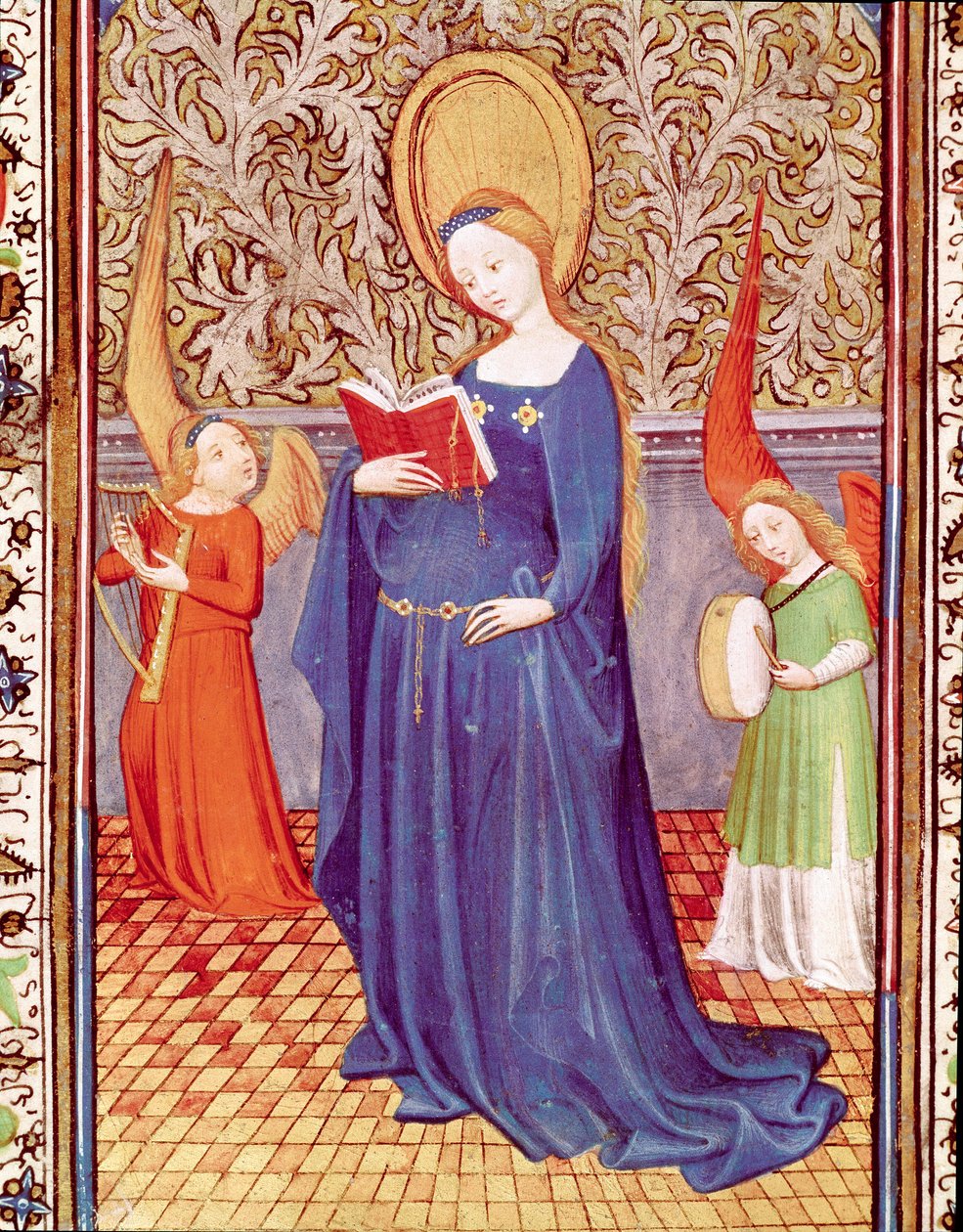 Heilige Cäcilia umgeben von zwei Engelmusikern Miniatur aus „Die Stunden von Eduard I. (Duarte) von Portugal“ von Unknown artist