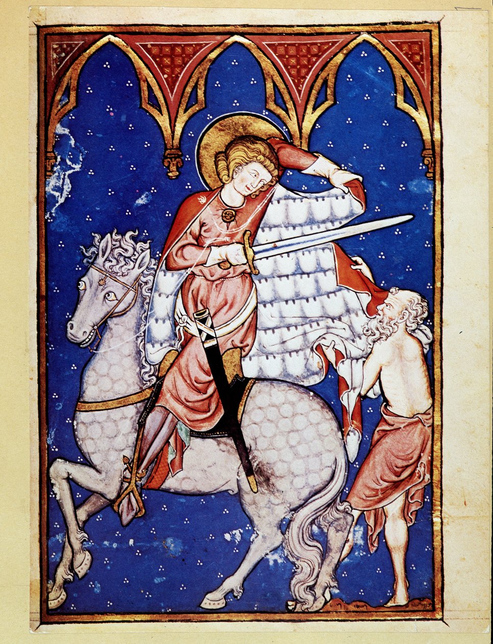 Sankt Martin teilt seinen Mantel mit einem armen Mann - nach dem Licht des 13. Jahrhunderts von Unknown artist