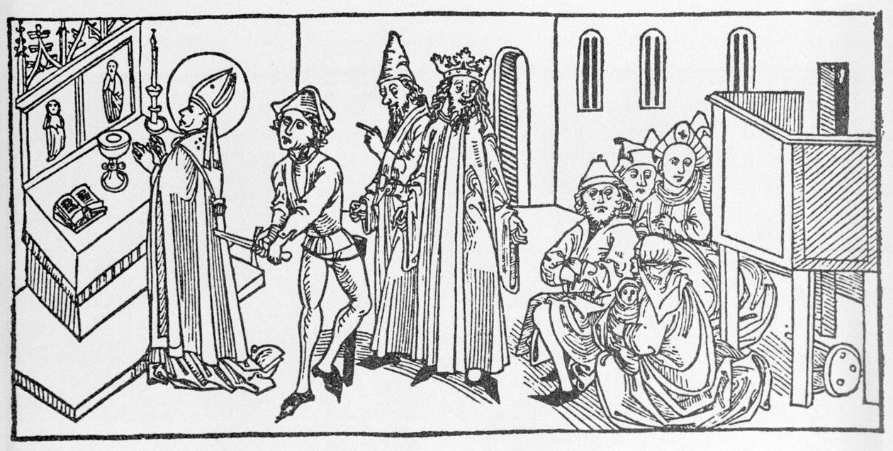 Heiliger Matthäus. Gravur aus „Leben der Heiligen - sommerteil“ (Das Buch der Heiligen) von Jacobus (James) von Voragine (1228-1298). Lübeck 1488 von Unknown artist