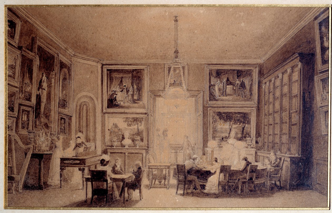 Salon der Königin von Holland Hortense de Beauharnais in Augsburg. Gravur des 19. Jahrhunderts von Unknown artist
