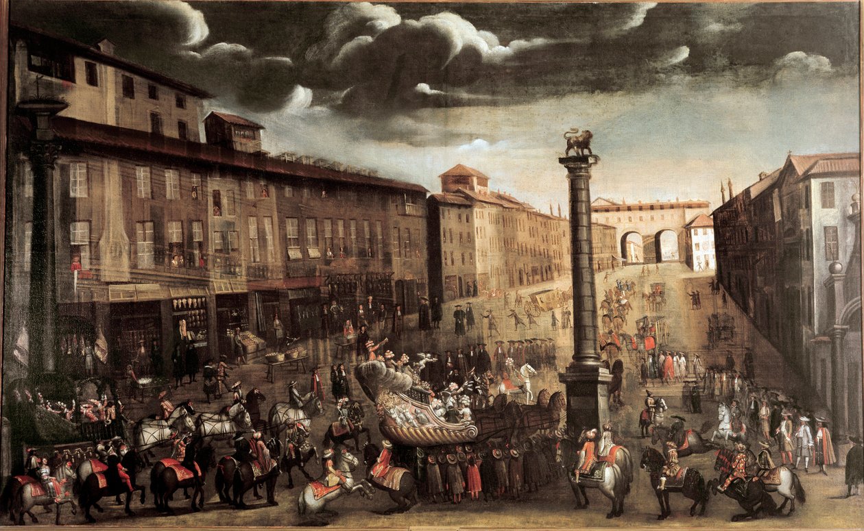 San-Babila-Platz während des Karnevals, Mailand von Unknown artist