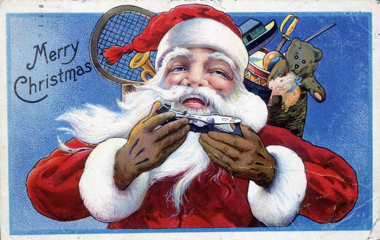 Weihnachtsmann und seine Spielzeughaube - Amerikanische Postkarte, Ende des 19. Jahrhunderts von Unknown artist
