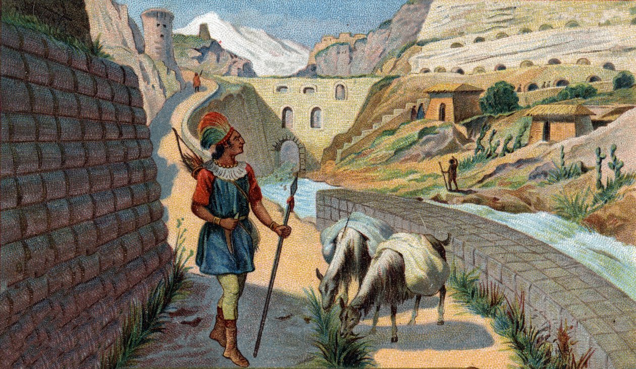 Szenen aus verlorenen Königreichen: Chaussee der Inkas Chromolithographie des 19. Jahrhunderts von Unknown artist