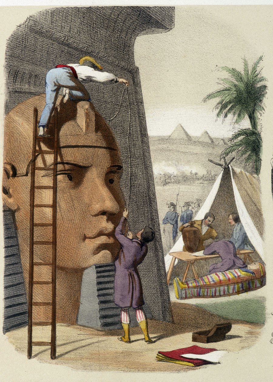 Wissenschaftliche Kommission von Ägypten (Mission von Jean-Francois Champollion). Gravur des 19. Jahrhunderts von Unknown artist
