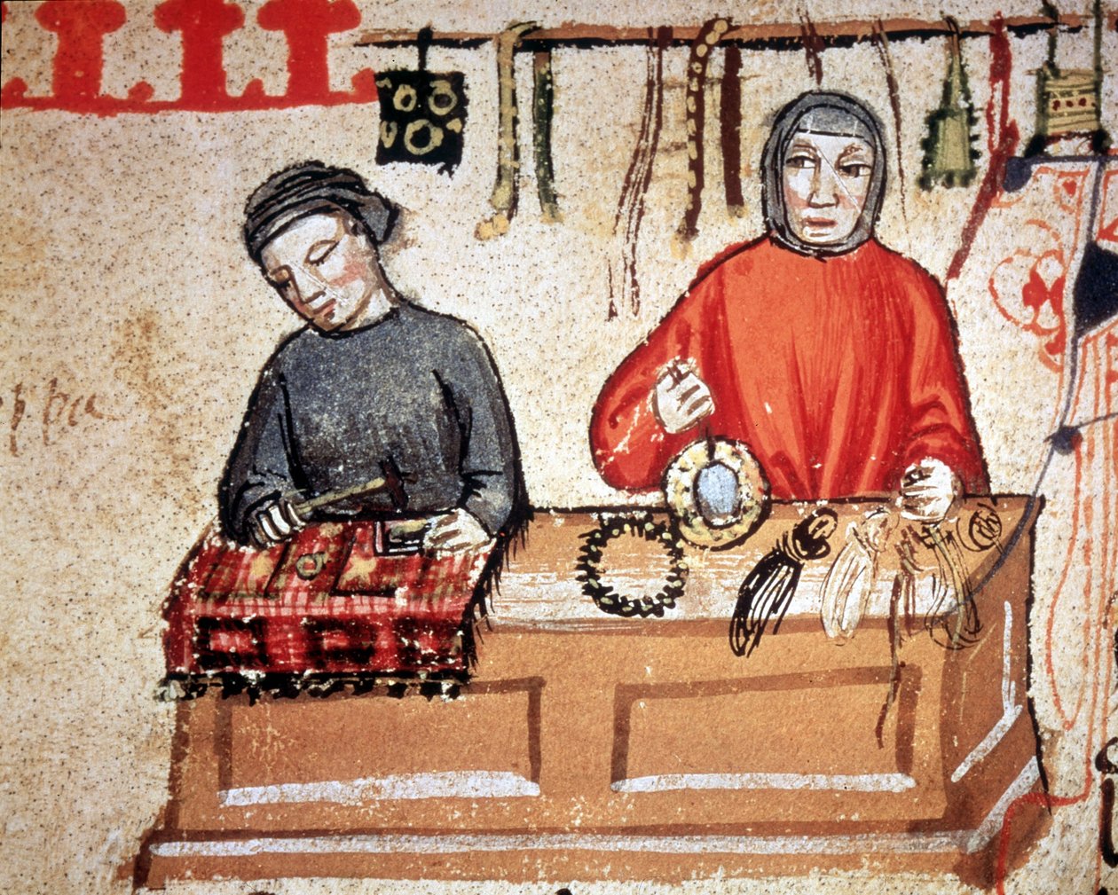 Handwerksladen. Manuskript aus dem 14. Jahrhundert. Biblioteca Nazionale di Firenze von Unknown artist