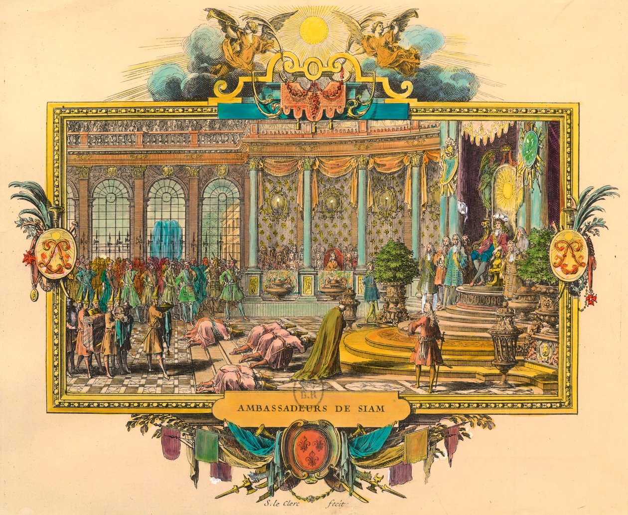 Siam-Botschafter am Hof von König Ludwig XIV. im Jahr 1686. Gravur. Privatsammlung von Unknown artist