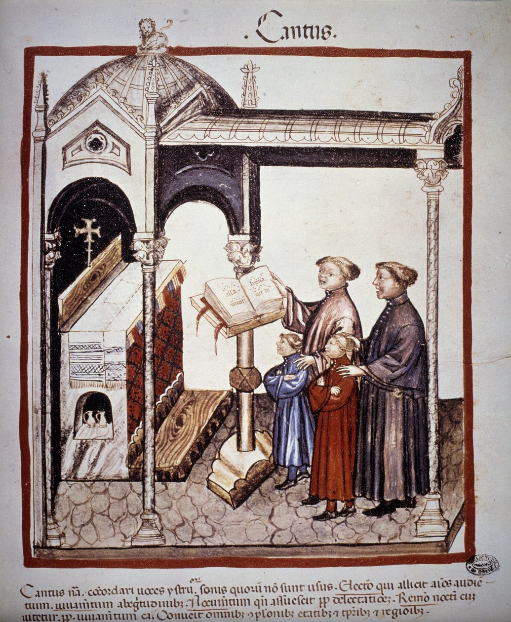 Gesang (eine Familie singt in einer Kirche) - in „Tacuinum Sanitatis“ des 14. Jahrhunderts. B.N, Wien von Unknown artist