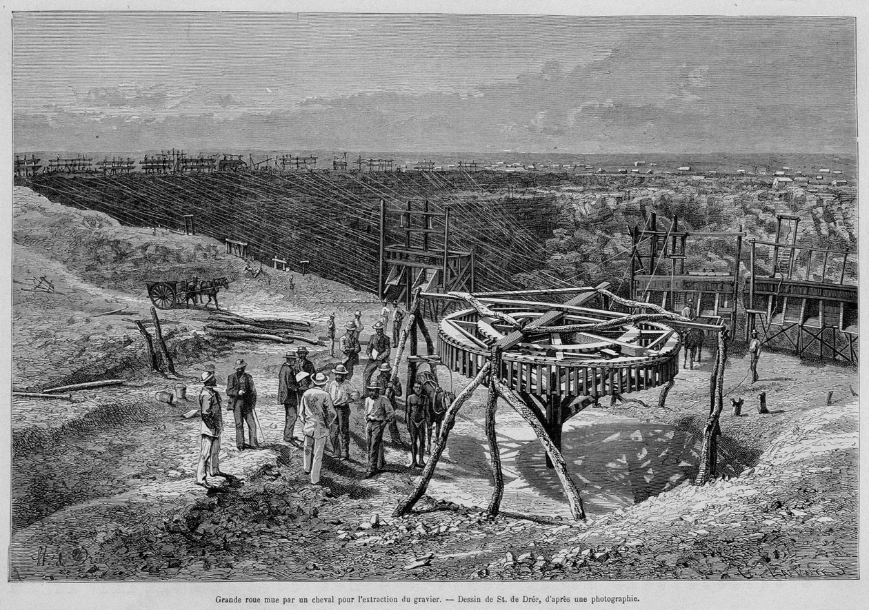 Südafrikanische Diamantenminen: pferdegezogene Kiesmühle - in „Tour du Monde“, 2. Woche 1878 von Unknown artist