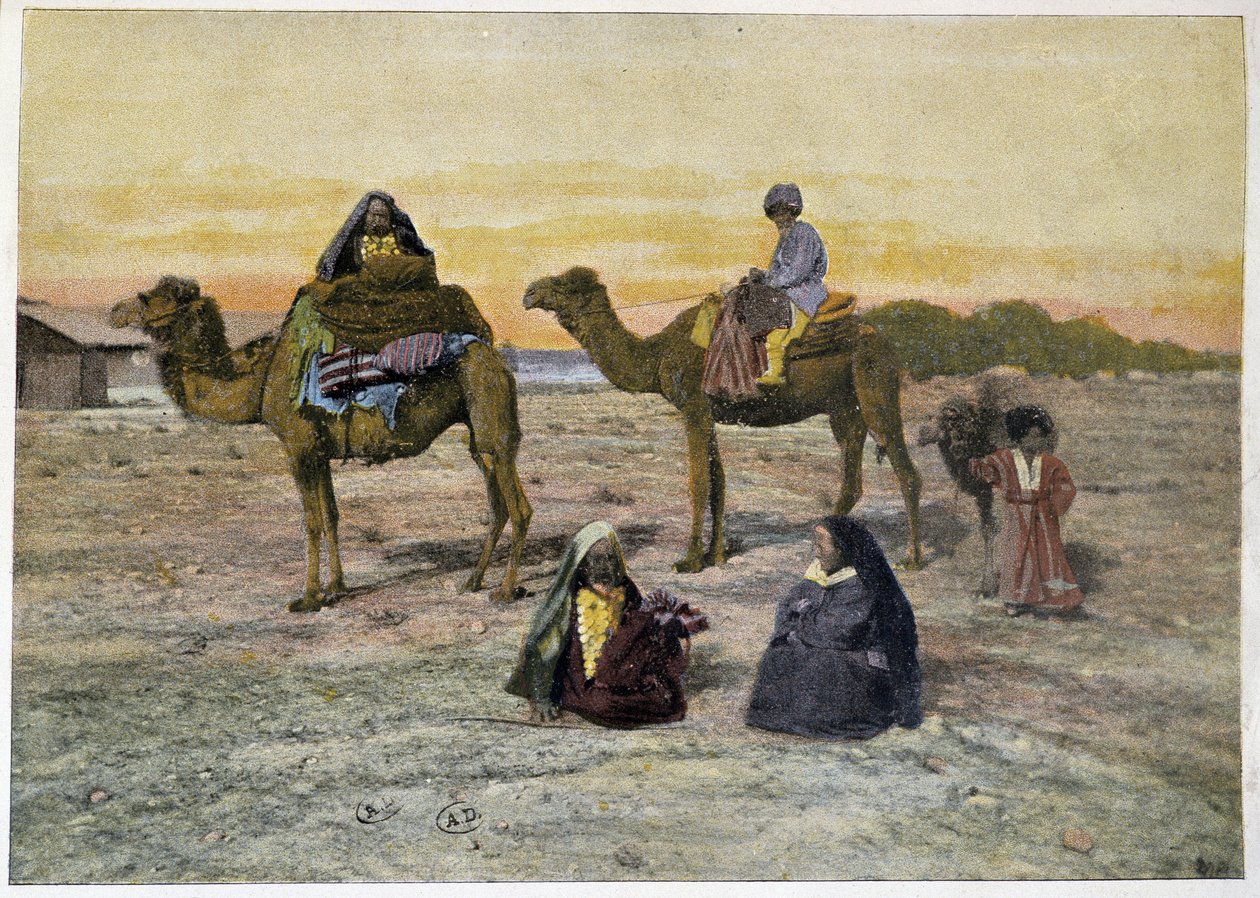 Tekes (russische Nomaden) und ihre Kamele, spätes 19. Jahrhundert von Unknown artist