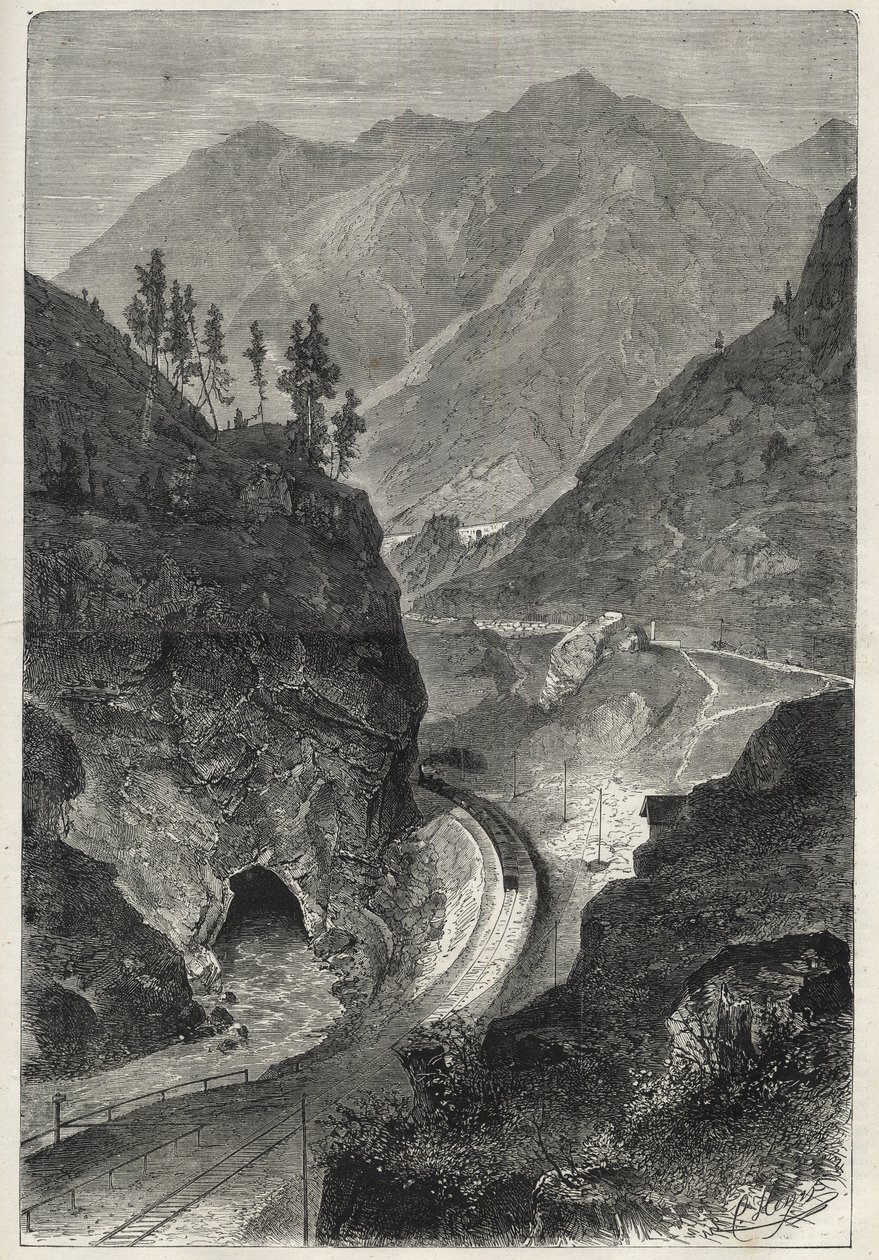 Die Brennerbahn nach Tirol - Gravur 1867 von Unknown artist
