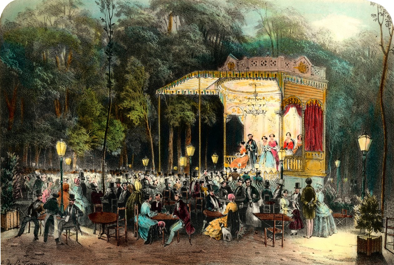 Das Café des Ambassadeurs auf den Champs-Élysées. Gravur von 1853 von Unknown artist