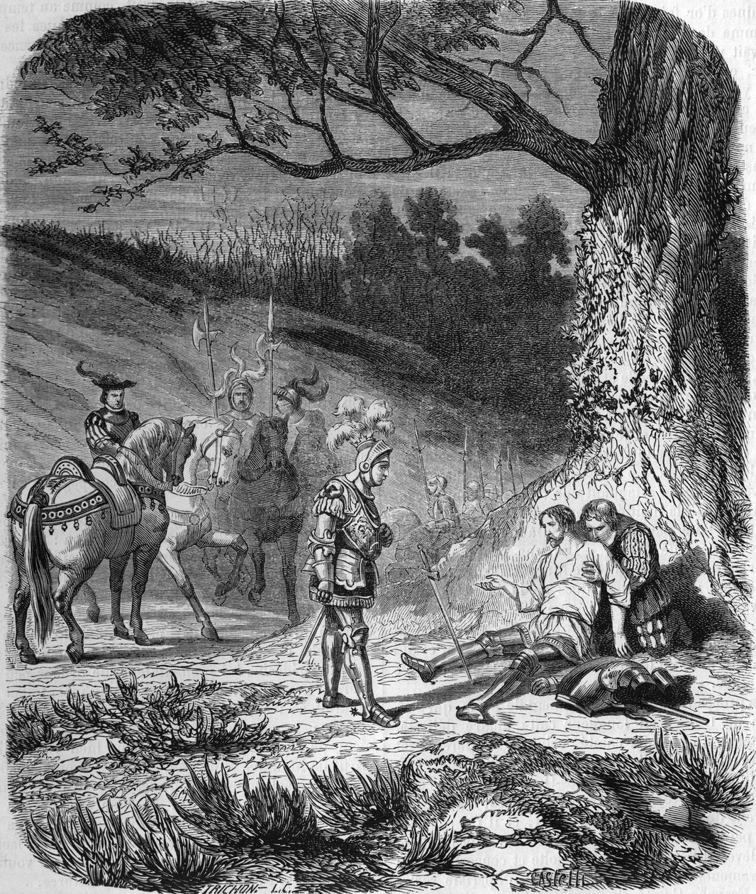 Der Herzog von Bourbon und Bayard im Sterben von Unknown artist