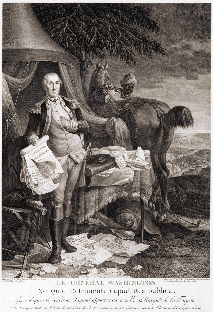 Der General Washington (1732-1799), graviert nach dem Originalgemälde im Besitz des Marquis de la Fayette von Unknown artist