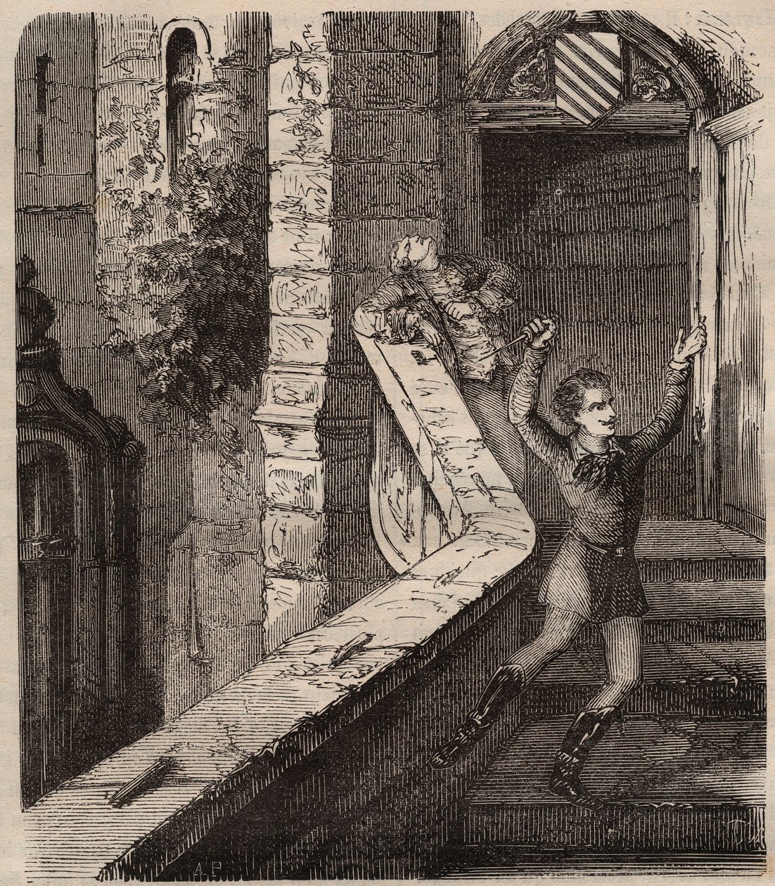 Der deutsche Dramatiker August von Kotzebue wurde von Karl Ludwig Sand, einem nationalen Liberalen, der Kotzebues Konservatismus und seine Kritik an freien Institutionen in Deutschland verabscheute, angegriffen und getötet - 1819 - Ermordung von August Fri von Unknown artist