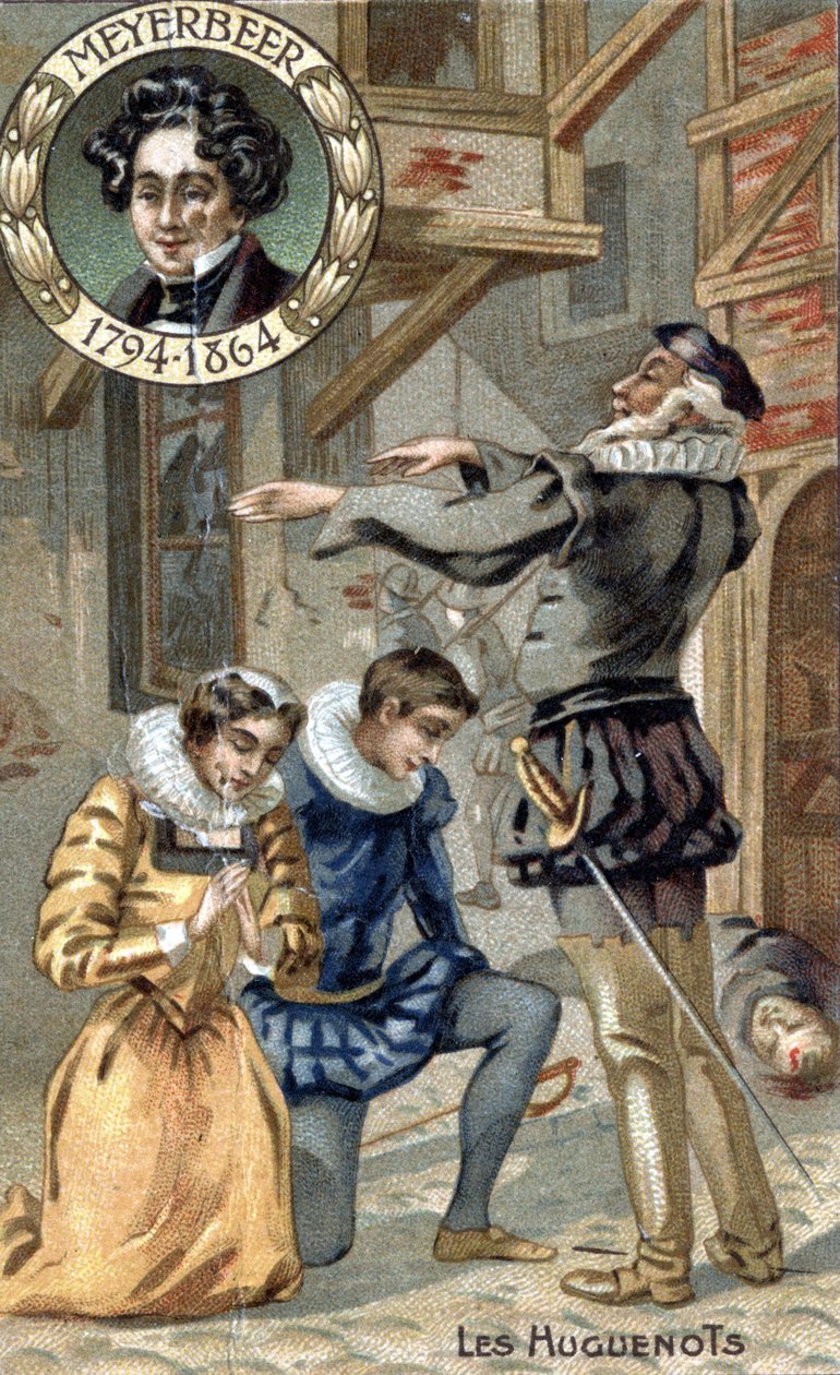 Die Hugenotten, von Giacomo Meyerbeer (1794-1864). Chromo aus dem späten 19. Jahrhundert von Unknown artist