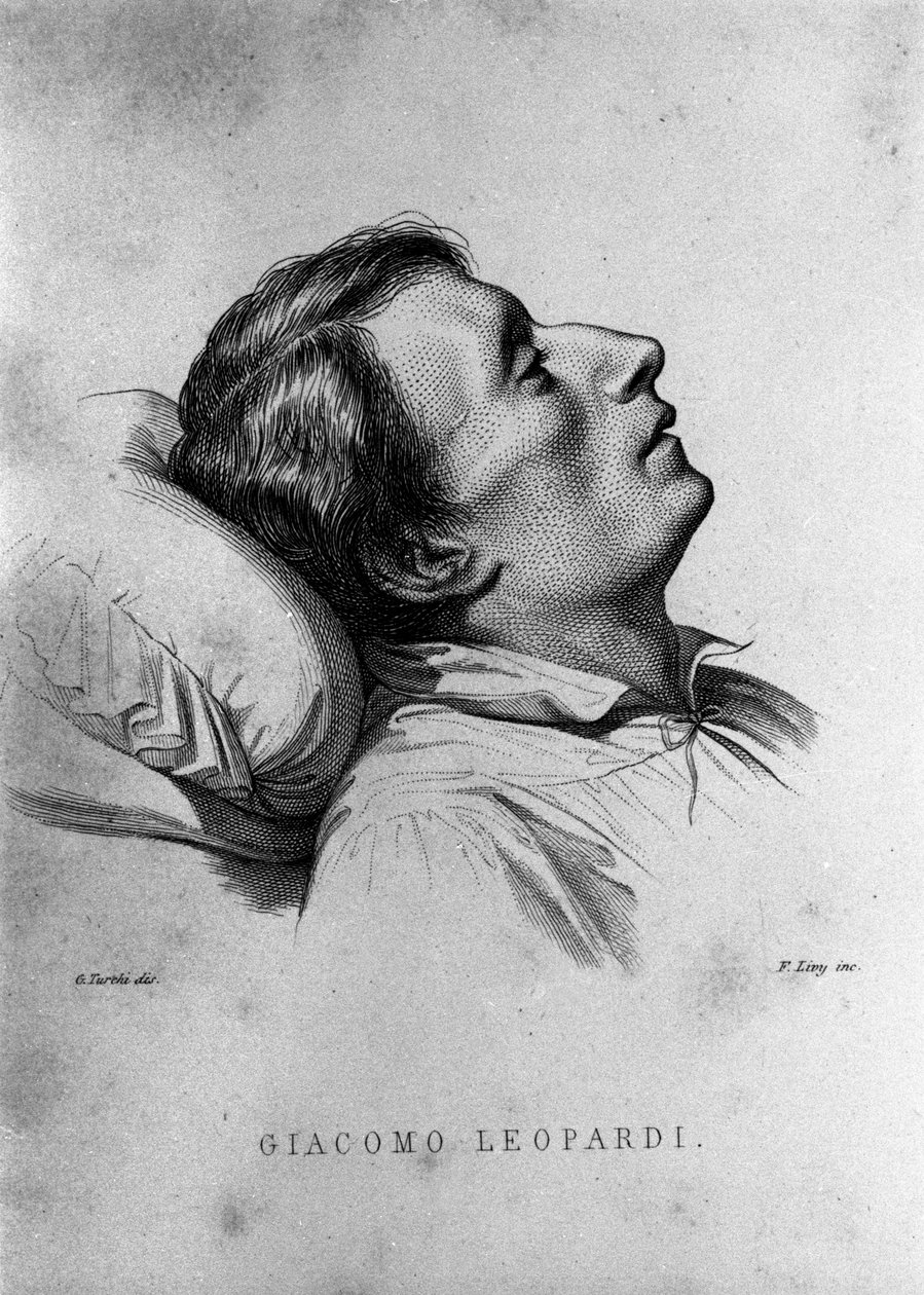 Der italienische Dichter Giacomo Leopardi (1798-1837) auf seinem Sterbebett von Unknown artist