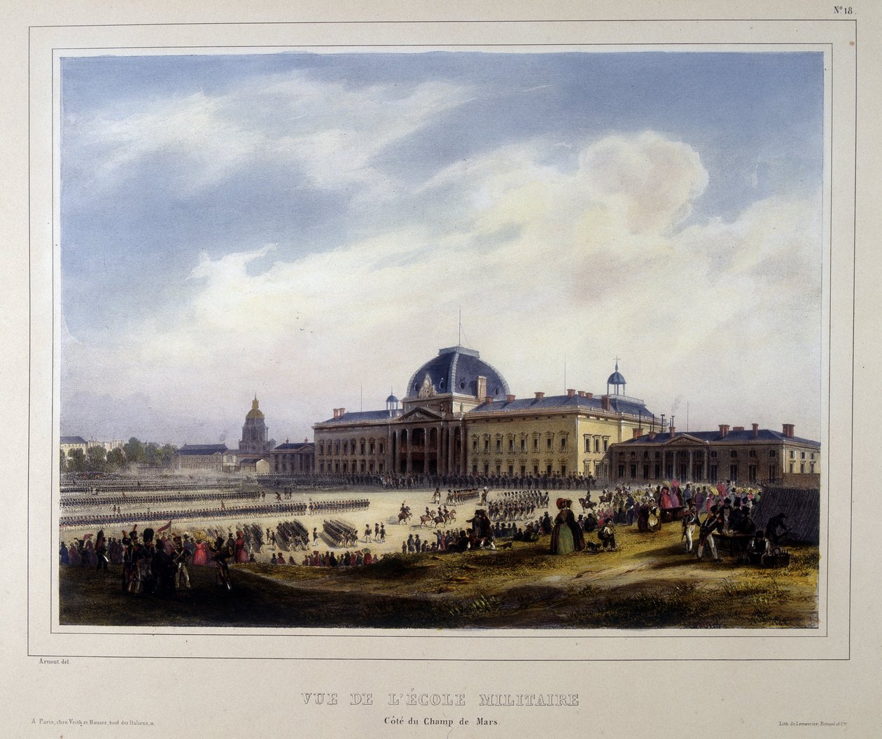 Die Militärschule der Invalides, Blick auf den Champ de Mars von Unknown artist