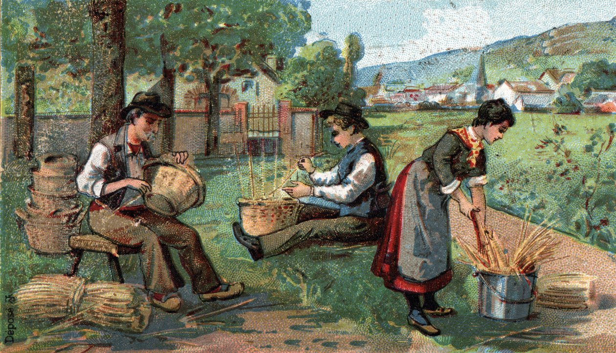 Der Korbmacher. Chromolithografie des späten 19. Jahrhunderts von Unknown artist