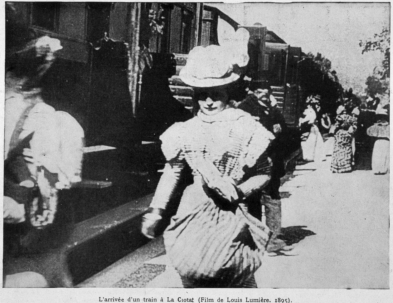 Die Ankunft eines Zuges am Bahnhof La Ciotat (erster öffentlicher Film von Louis Lumière (einer der Lumière-Brüder) von Unknown artist