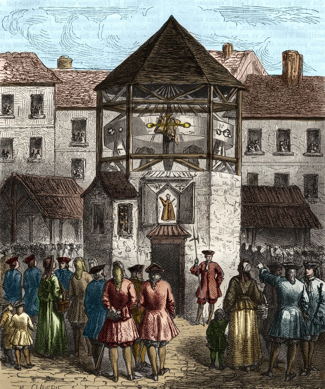 Das Buch „La dime royale“ von Sébastien Le Prestre, Marquis de Vauban, wurde nach seinem Verbot 1707 an den Pranger gestellt von Unknown artist