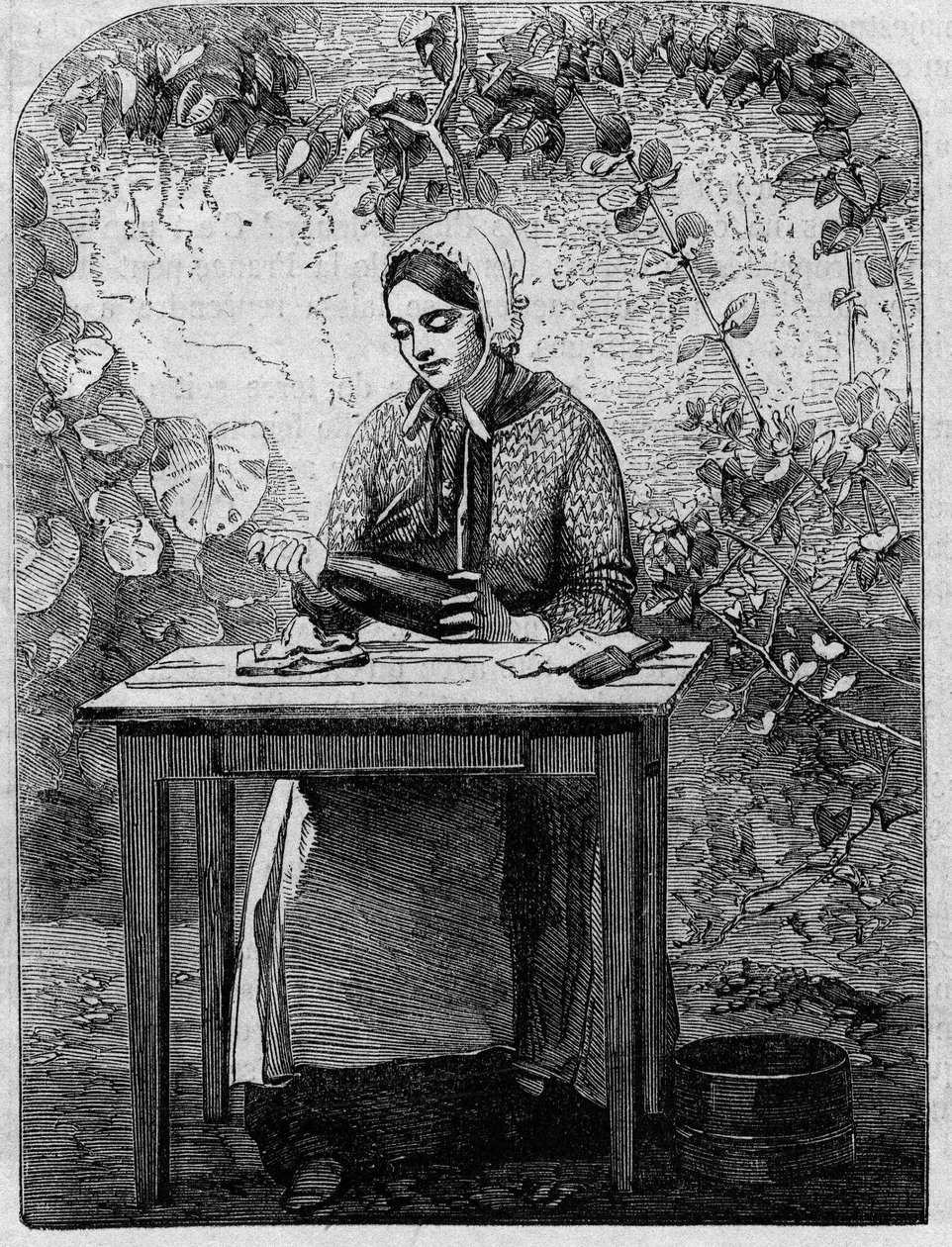 Das Abfüllen von Champagnerwein. Gravur von 1864. von Unknown artist