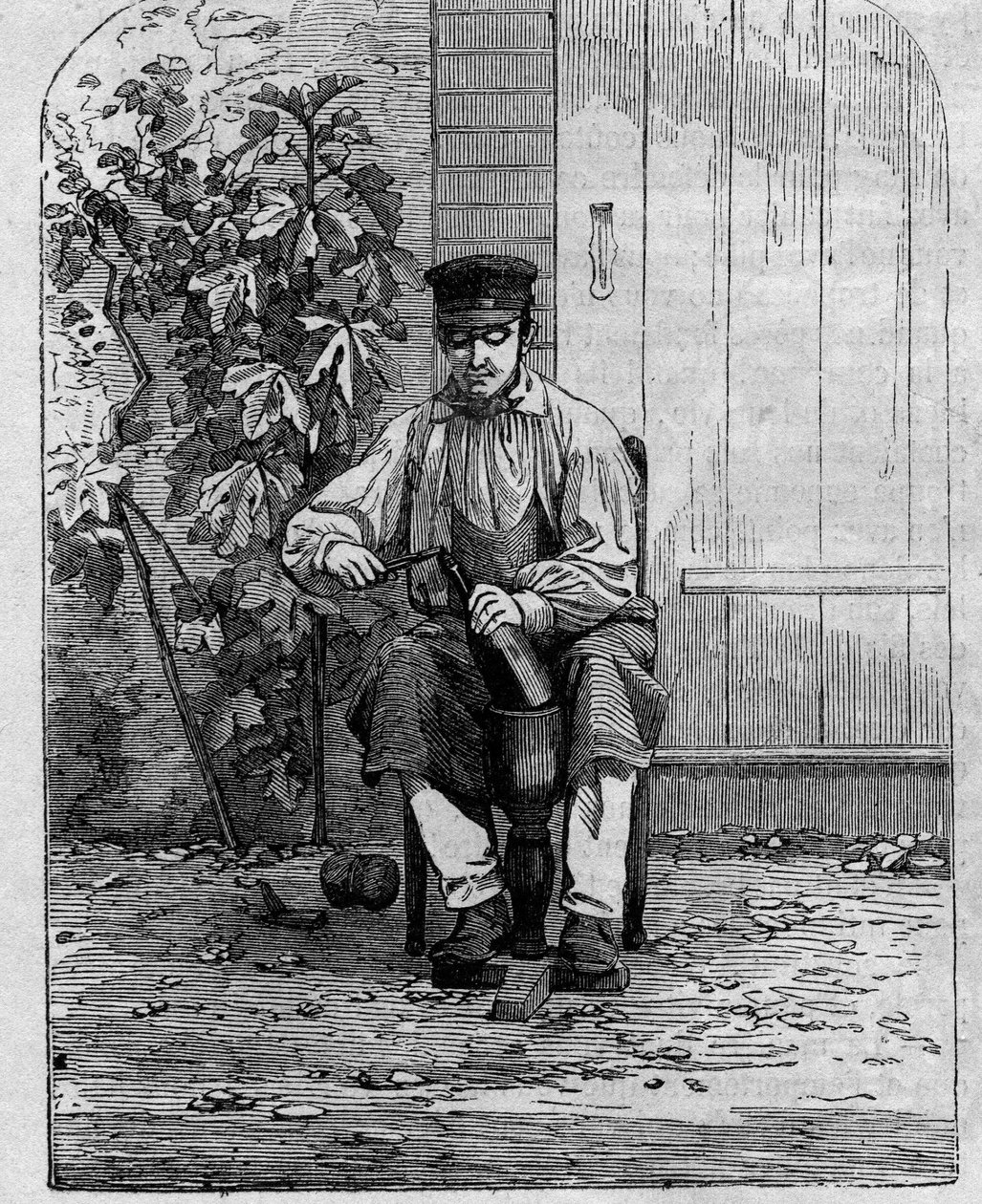 Die Abfüllung von Champagnerwein. Gravur von 1864. von Unknown artist