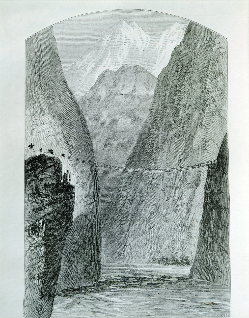 Die Brücke über den Apurimac-Fluss, Gravur. Peru von Unknown artist