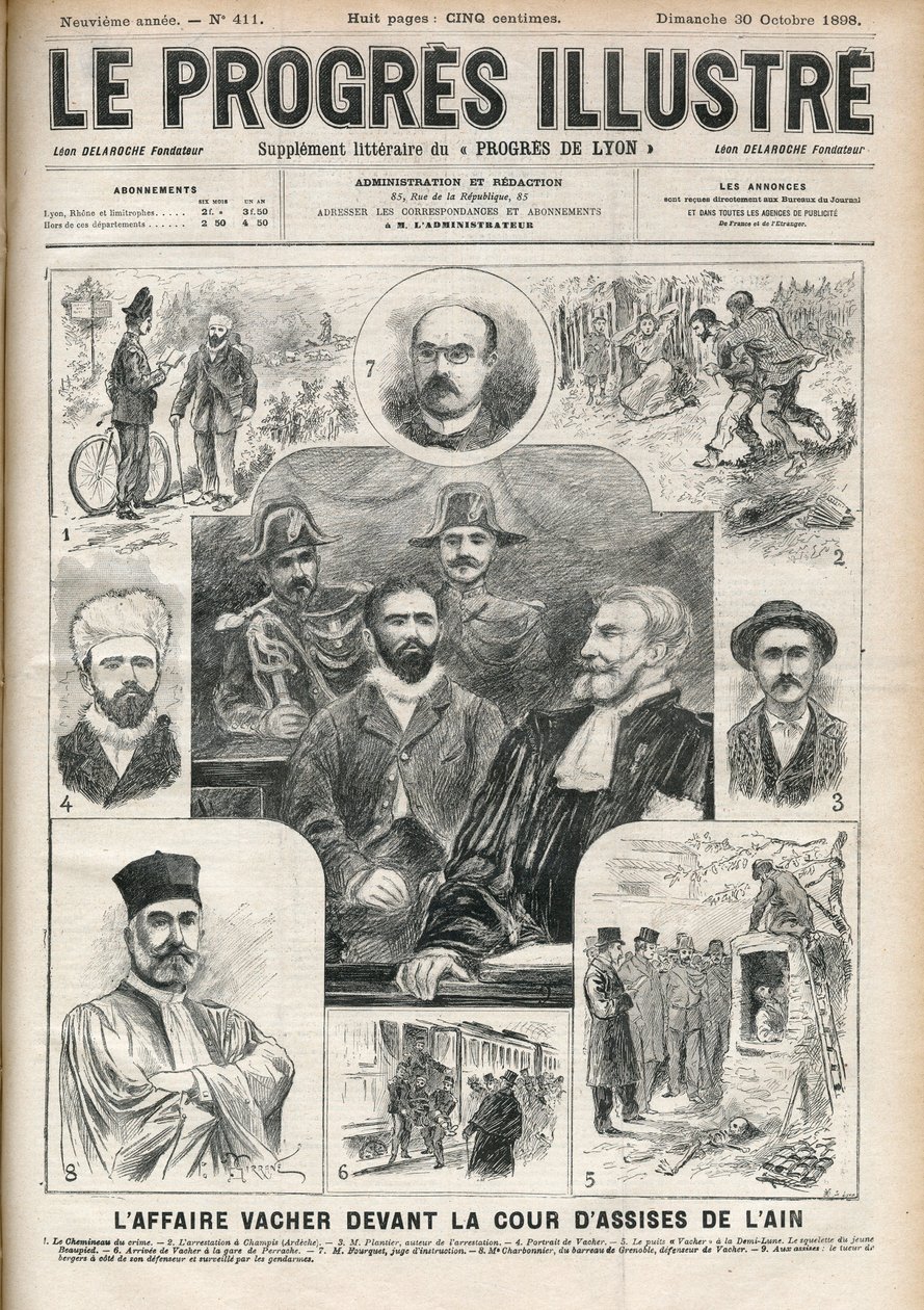Der Fall Joseph Vacher „Hirtenmörder“ (1869-1898) vor dem Assisengericht von Ain - Titelblatt von „Der progressive-illustrierte“ vom 30. Oktober von Unknown artist