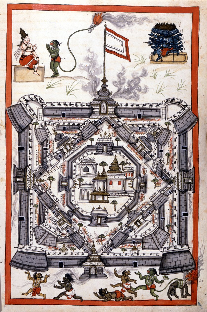 Die Stadt Lanka (Ceylon, Ceylon) in einem Papiermanuskript aus dem 17. Jahrhundert. von Unknown artist
