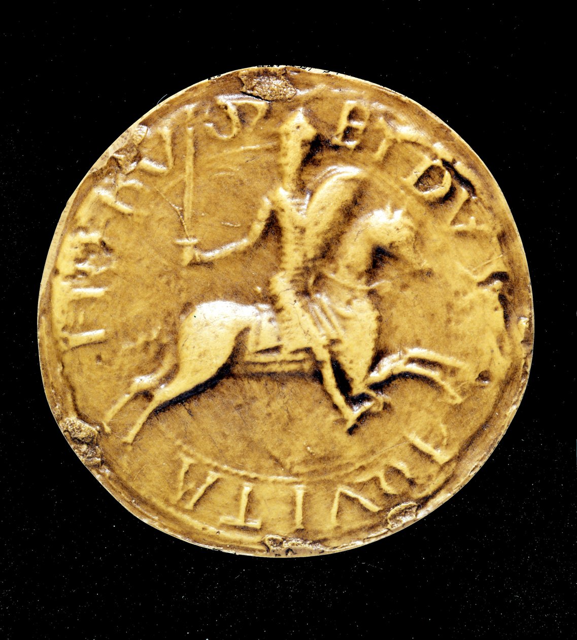 Das Gegensiegel von Ludwig VII. (1120 - 1180) von Frankreich, das ihn zu Pferd darstellt. von Unknown artist