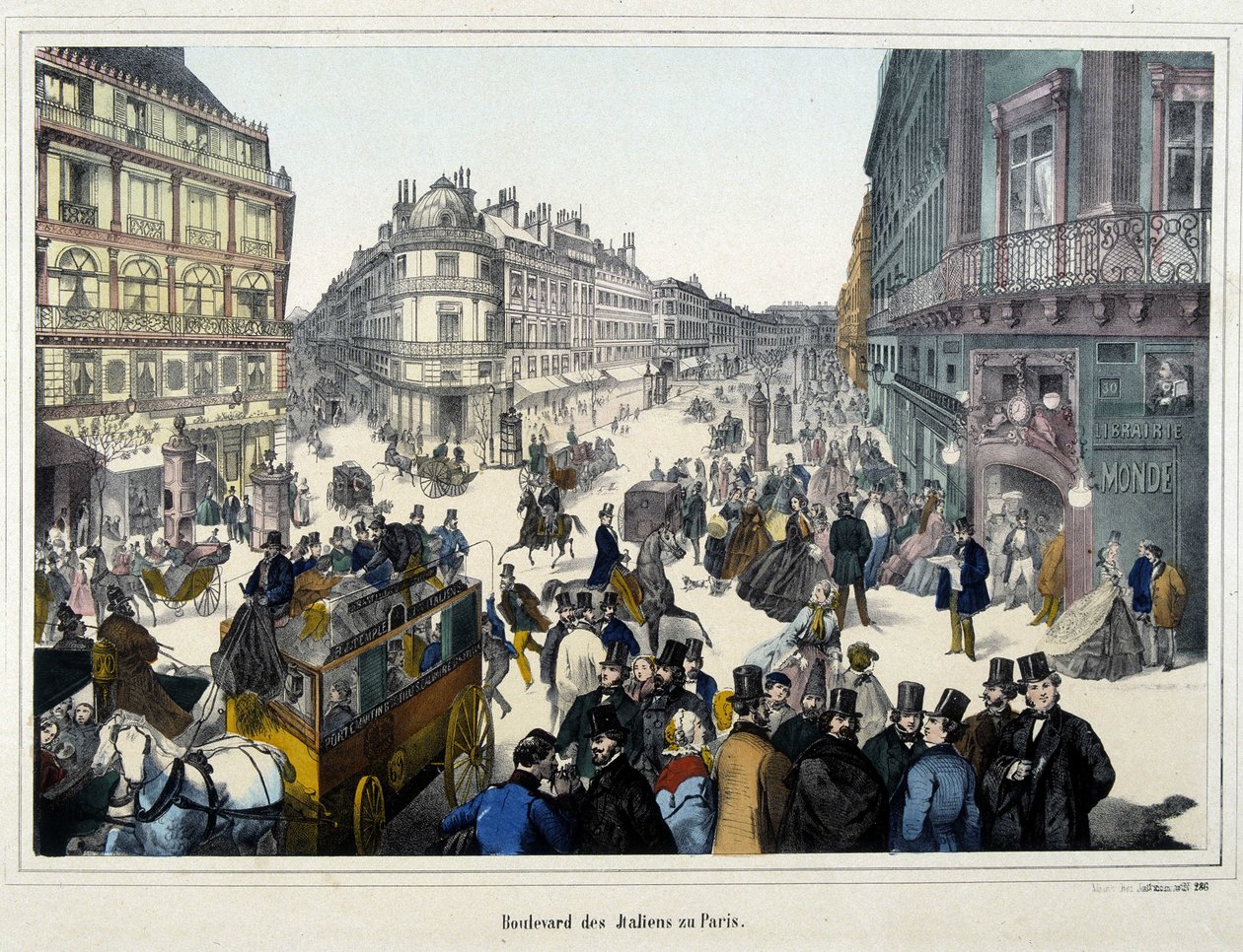 Die Menge auf dem Boulevard des Italiens - Gravur von Unknown artist