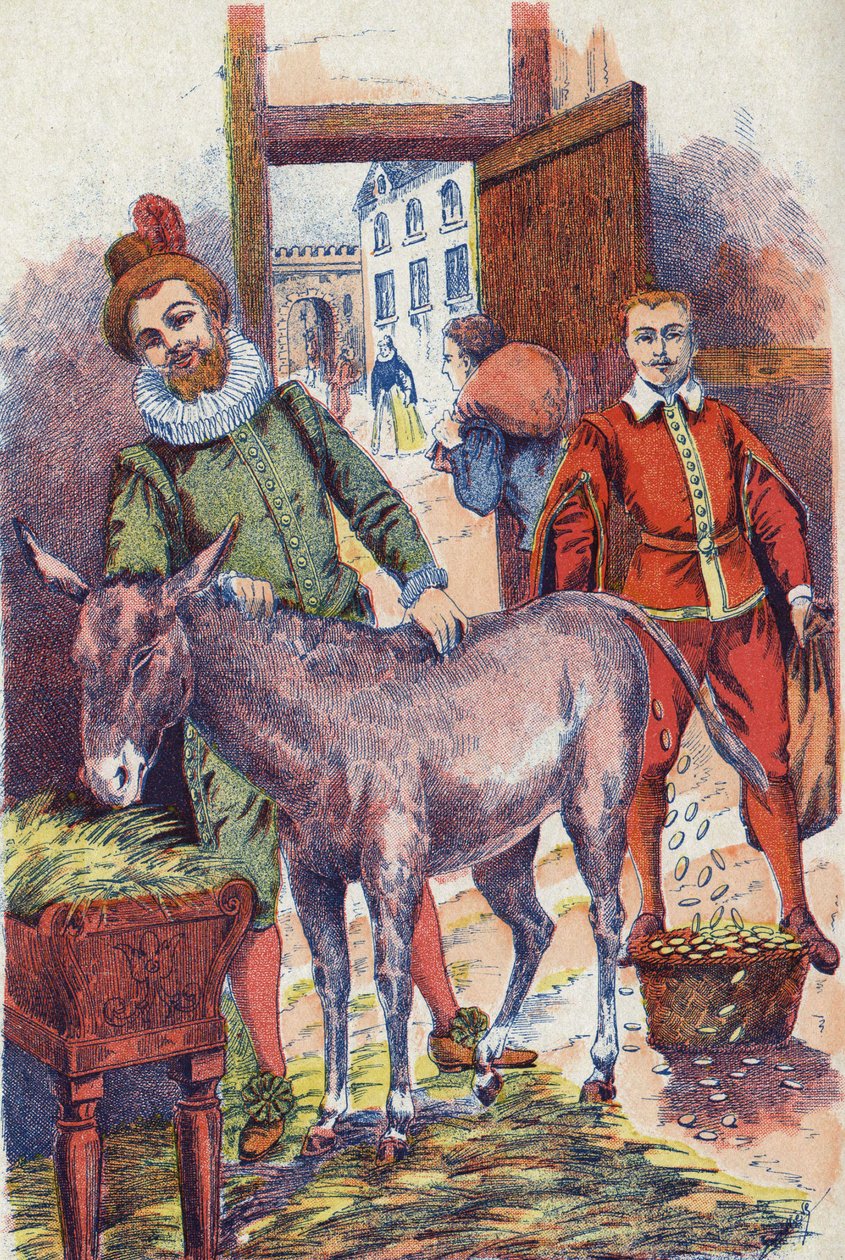 Der Esel mit Goldstücken. Illustration zu „Eselshaut“ von Charles Perrault von Unknown artist