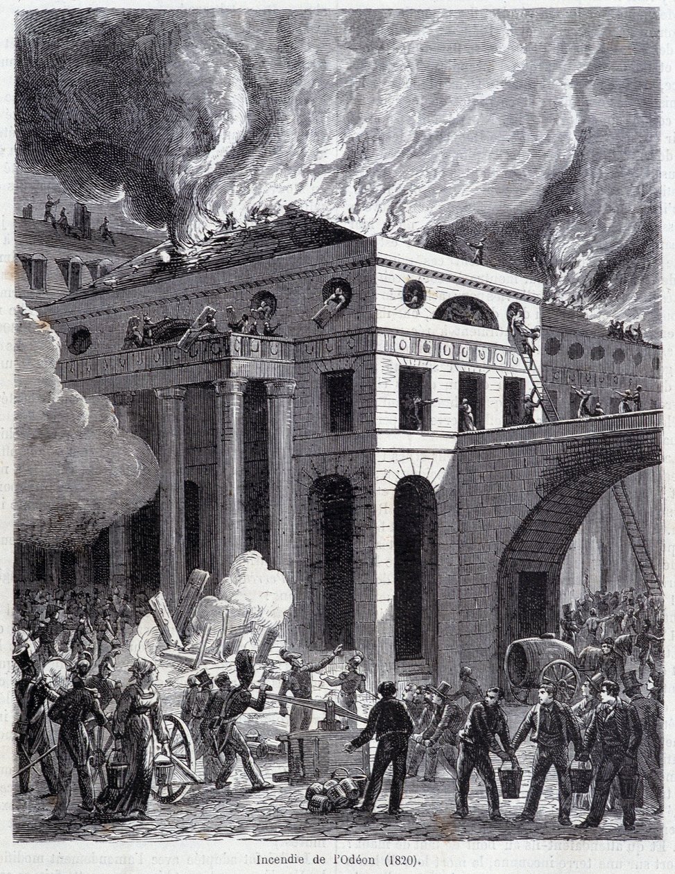 Der Brand des Odeon (1820) (Gravur, späte 19. Jahrhundert) von Unknown artist