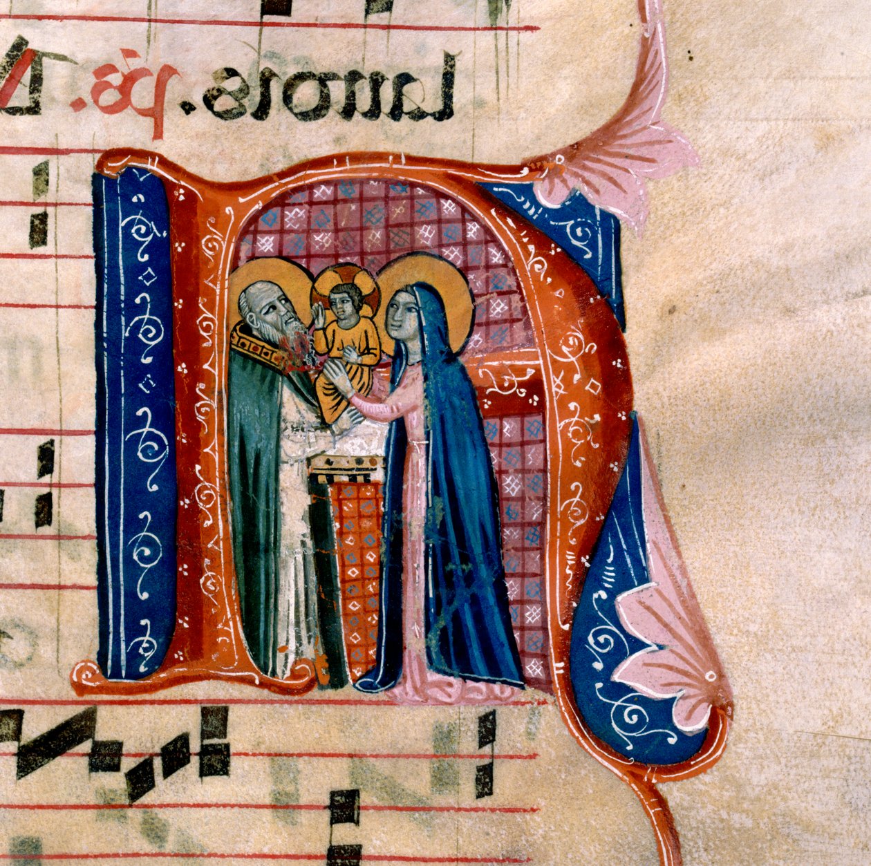 Der Buchstabe "N" mit einer Darstellung der Darstellung im Tempel: f.36v des Antiphonars von Unknown artist