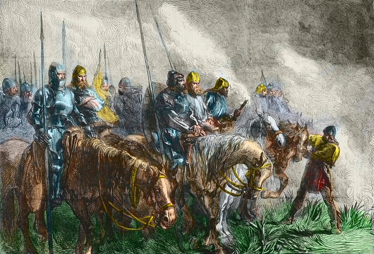 Der Morgen der Schlacht von Azincourt - 100-jähriger Krieg: Schlacht von Azincourt (Pas-de-Calais) am 25. Oktober 1415 - Vor der Schlacht von Azincourt von Unknown artist