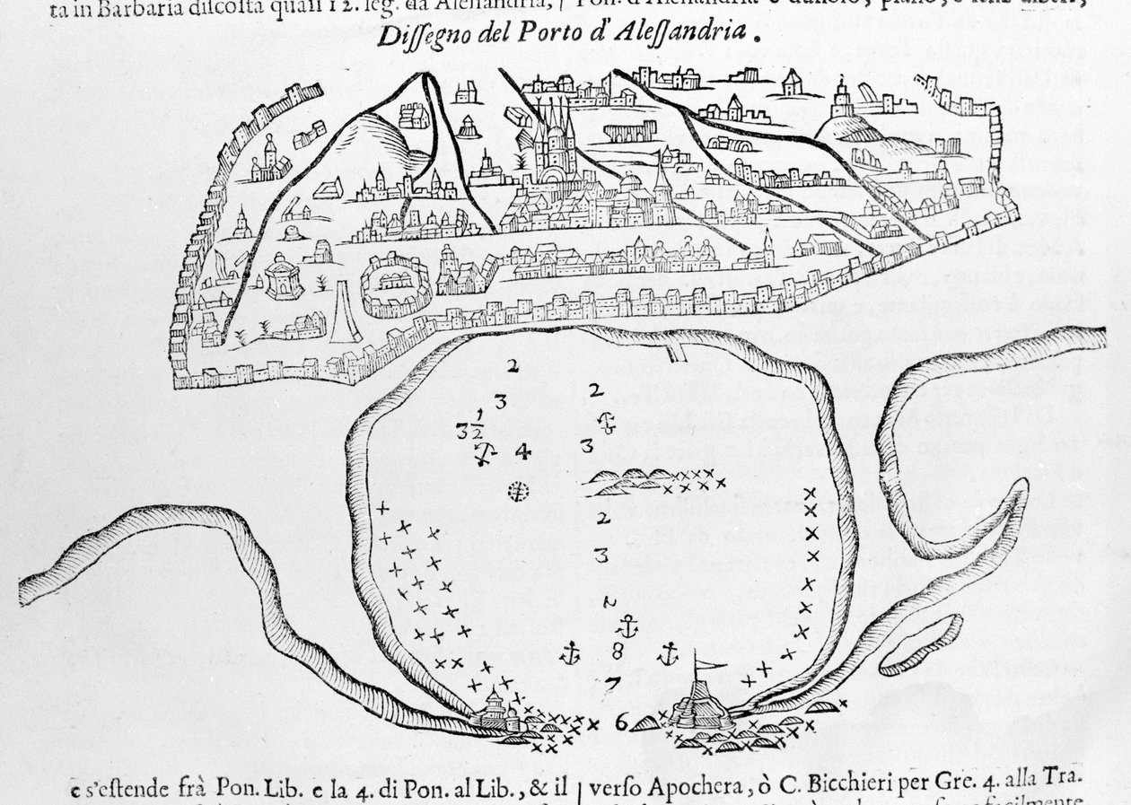 Der Hafen von Alexandria. Zeichnung aus dem 17. Jahrhundert von Unknown artist