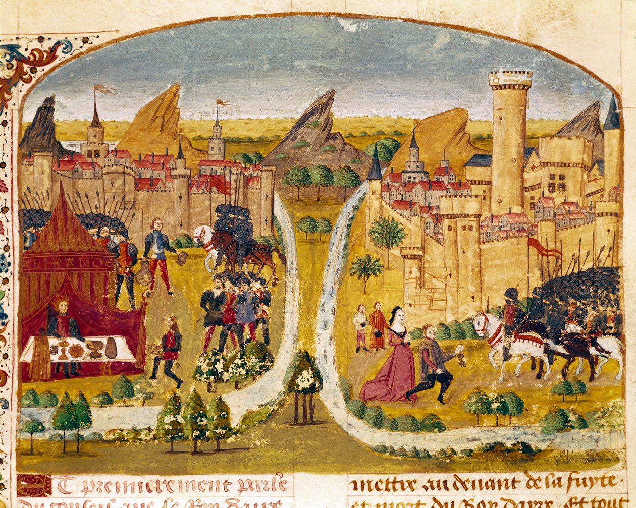 Die Übergabe einer Stadt Mesopotamiens. Miniatur aus dem „Buch der Taten Alexanders des Großen“ von Quintus Curtius Rufus (1. Jahrhundert), um 1468. (Ms 1335) Reims, Stadtbibliothek von Unknown artist