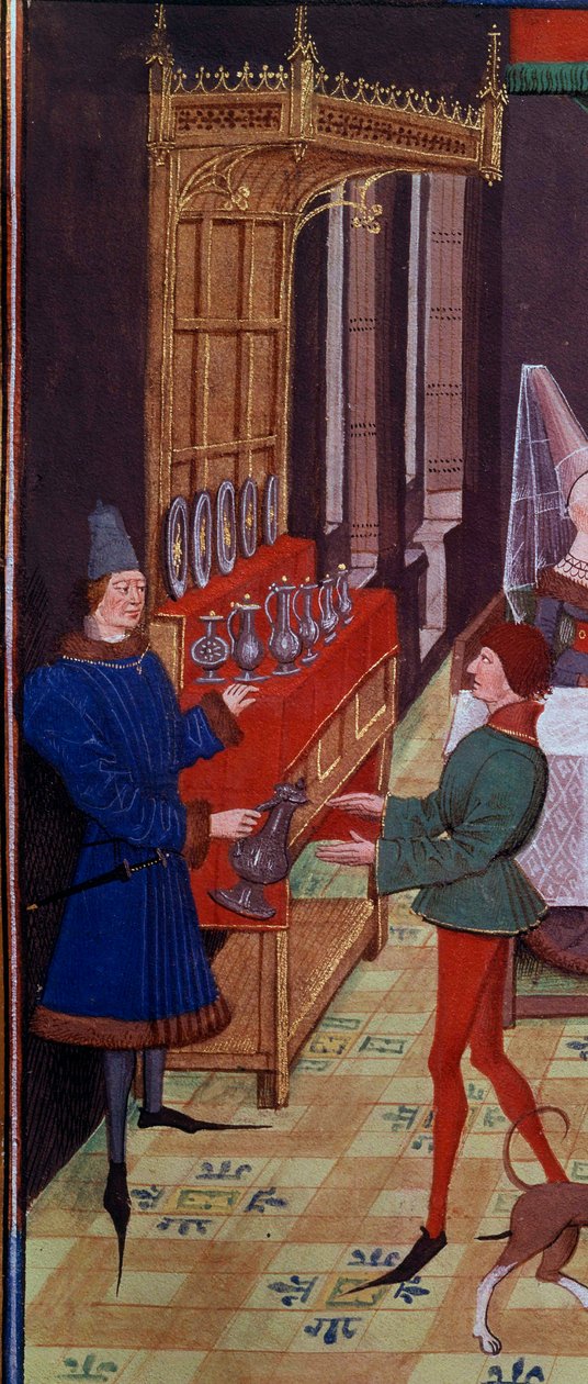 Das Hochzeitsbankett von Clarisse, Tochter von König Yvon von Gascogne und Renaud (Detail) Miniatur aus dem Manuskript „Renaud de Montauban“ von Loyset Liedet von Unknown artist
