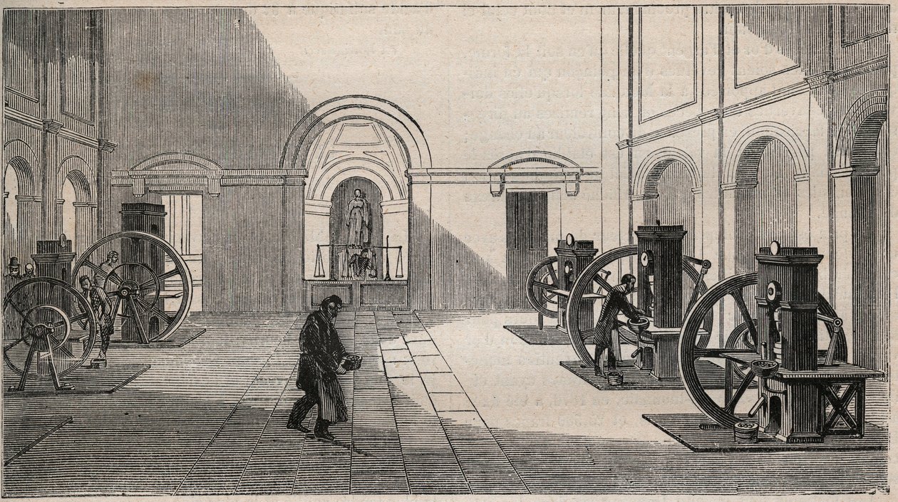 Thonnelier-Münzpresse bei La Monnaie in Paris - Gravur von 1877 von Unknown artist