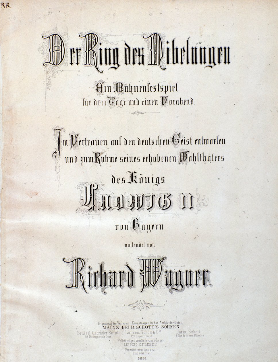 Titelseite der Partitur von Der Ring des Nibelungen von Wagner von Unknown artist