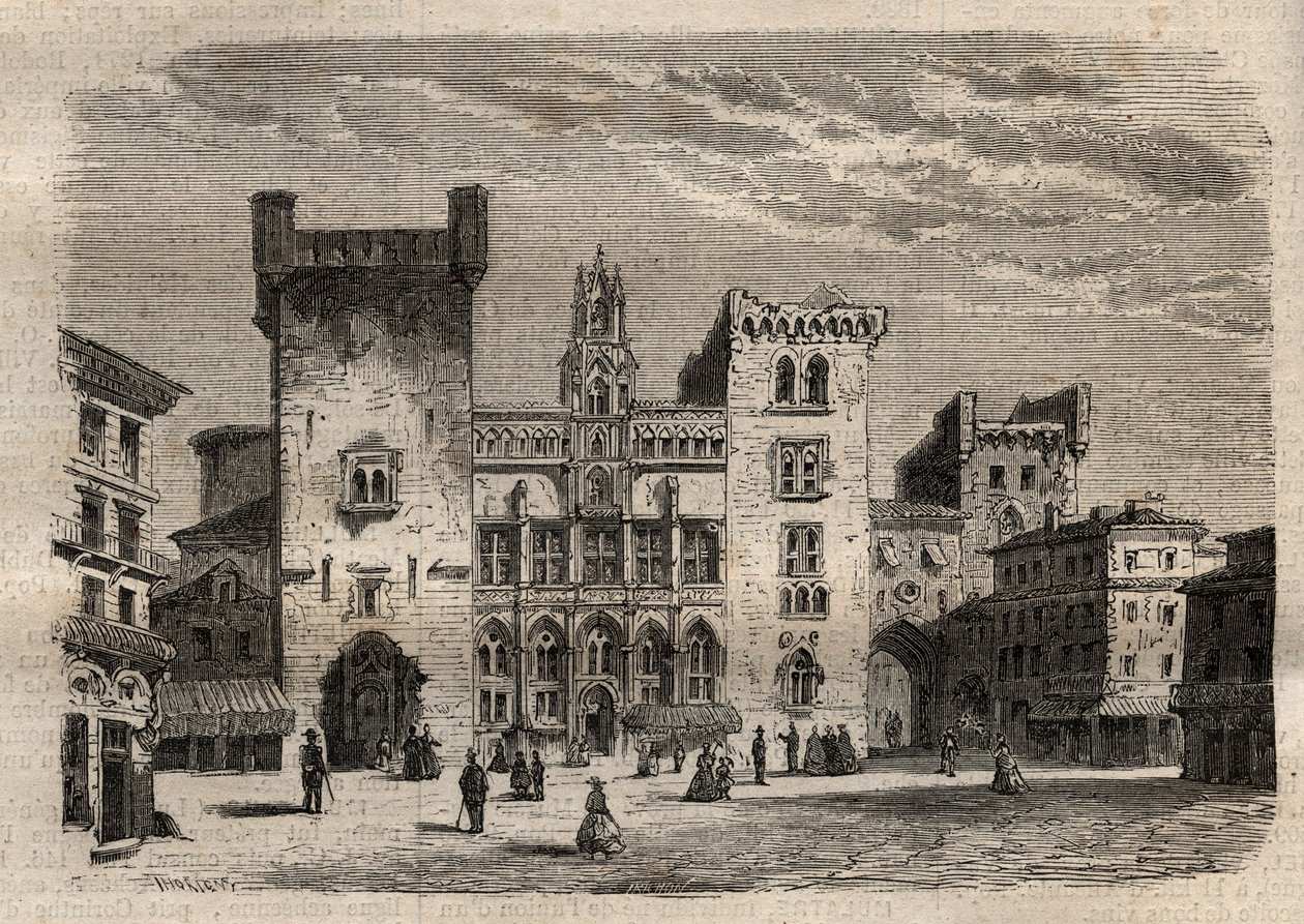 Rathaus von Narbonne - Languedoc-Roussillon-Midi-Pyrenees - Frankreich - Gravur in 