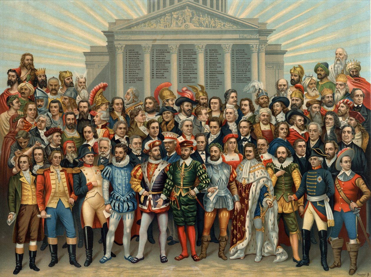 UNIVERSAL PANTHEON DER HAUPTMÄNNER BERÜHMTE Chromolithographie von Sauvage von Unknown artist