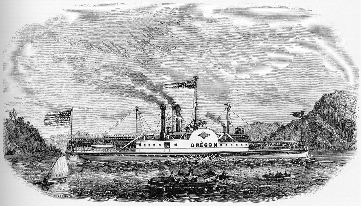 Geschichte der USA: Dampfschiff - Oregon (Gravur) von Unknown artist