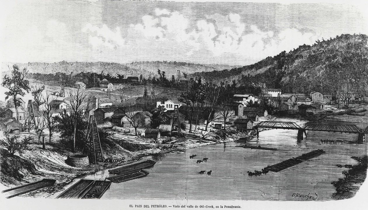 USA: Das Ölland in Pennsylvania, Oil Creek Valley von Unknown artist