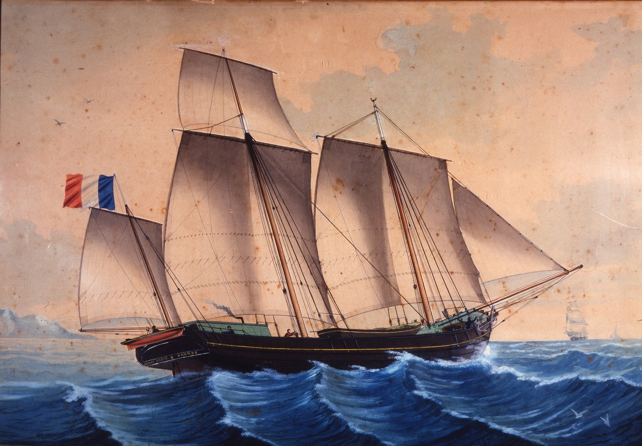 Ein Lougre oder ein Chasse-Marée „Jeune Marie - Vannes“ von Unknown artist