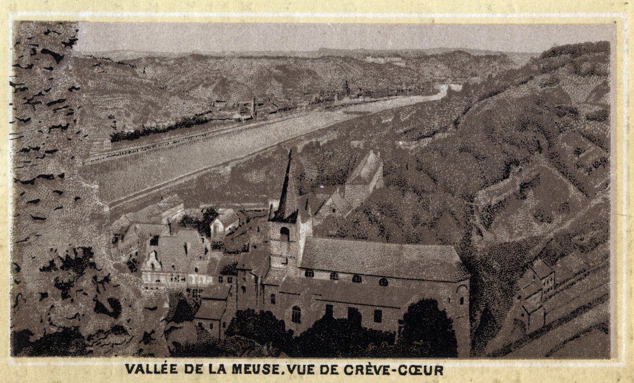 Tal der Maas: Ansicht von Creve Coeur (Creve-Coeur oder Crevecoeur), Wallonien, Belgien. Chromolithographie aus dem späten 19. Jahrhundert von Unknown artist