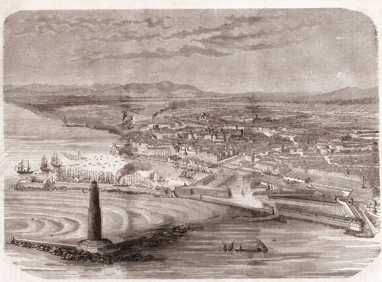 Ansicht von Livorno (Livorno - Toskana - Toskana) - Toskana - Gravur 1860 von Unknown artist