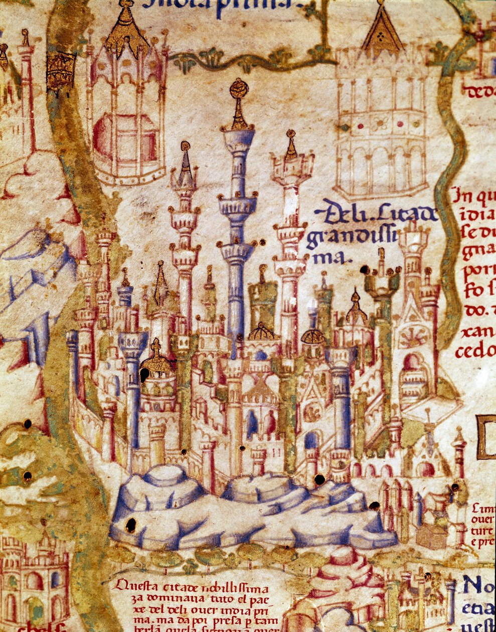 Ansicht von Neu-Delhi in Indien (Detail der Weltkarte von Bruder Maurus) von Unknown artist