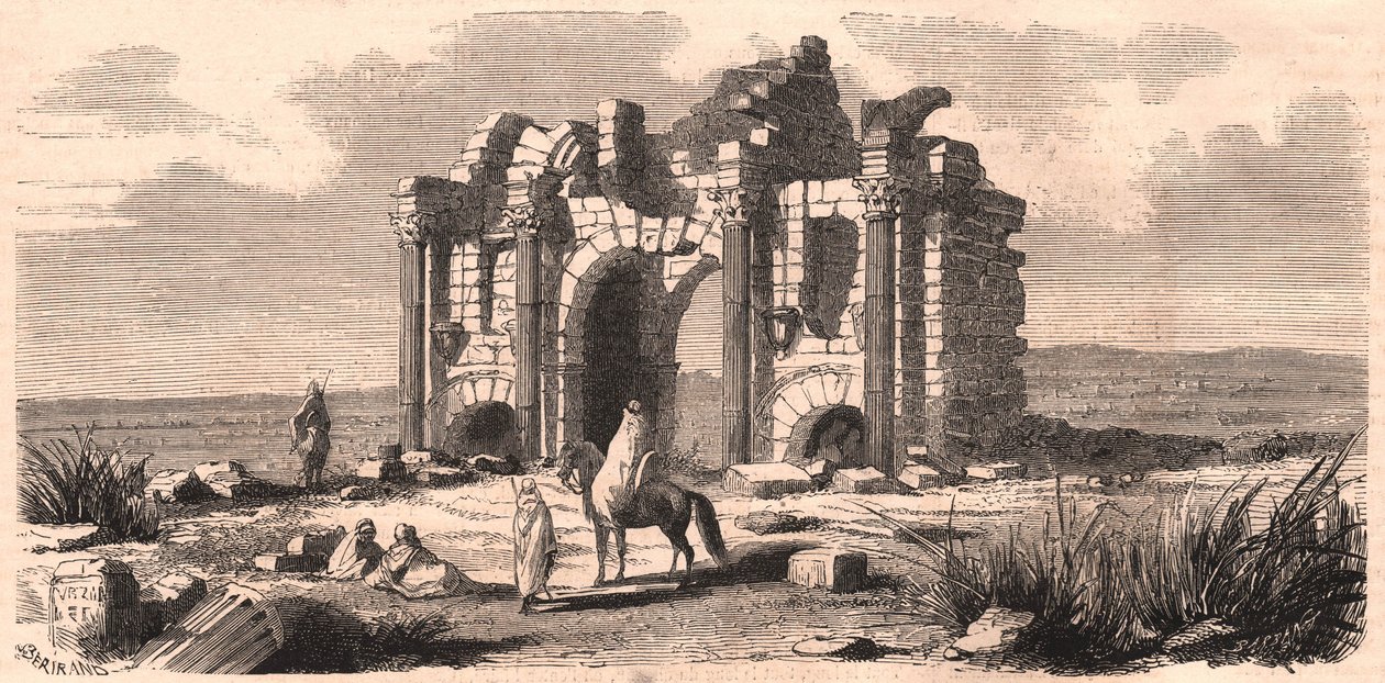 Ansicht des römischen Triumphbogens namens Trajan in Algerien von Unknown